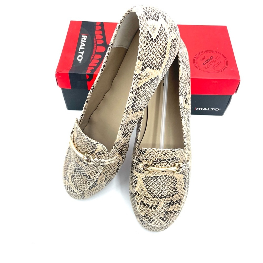 Rialto Guiding Flat Loafer Light Taupe Exotic Print Fabric Size 11W NIB